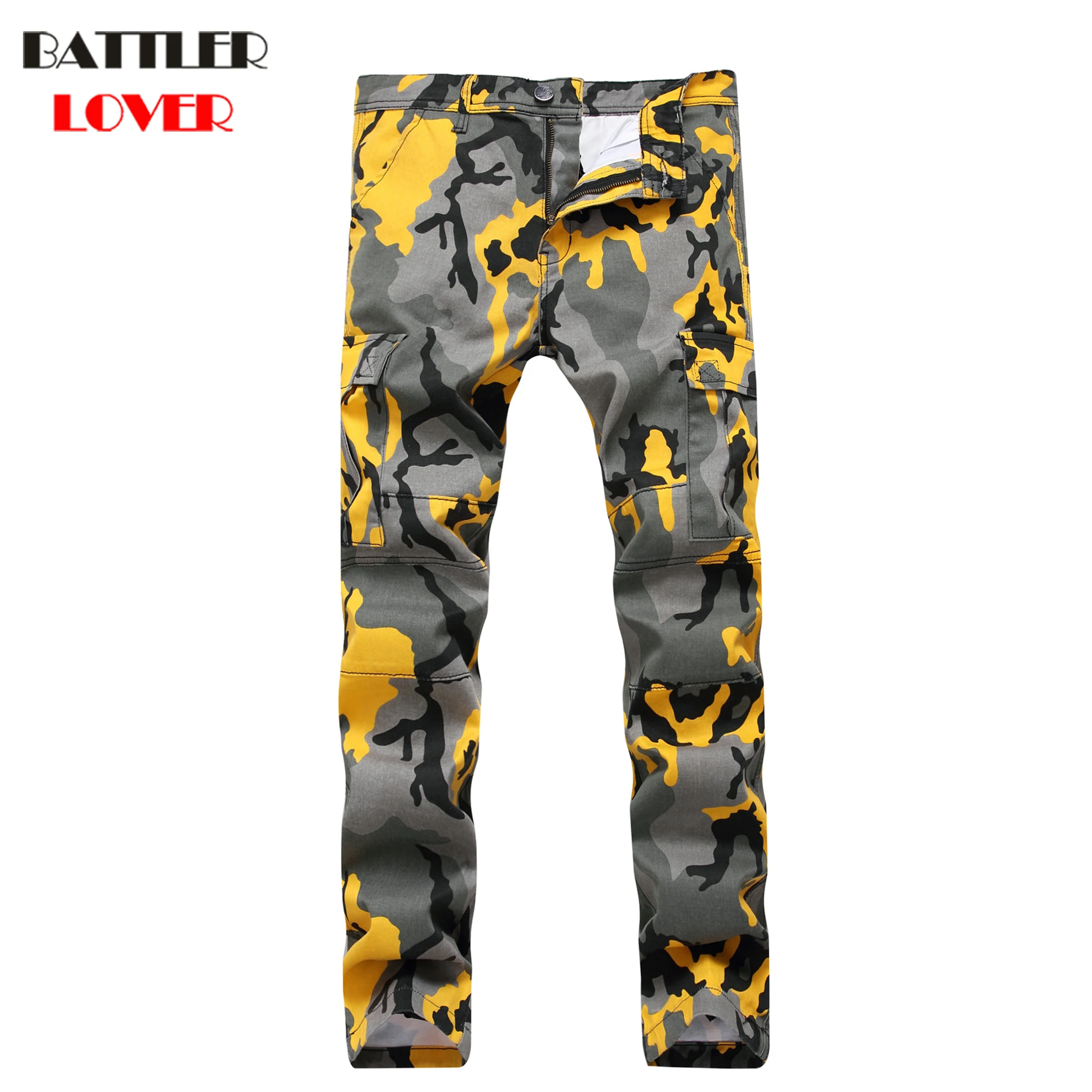 2017 New Camouflage Jeans Men Fear of God Trousers Denim Pencil Pant Motor Biker Jean Mens Jeans Masculina Pockets High Quality