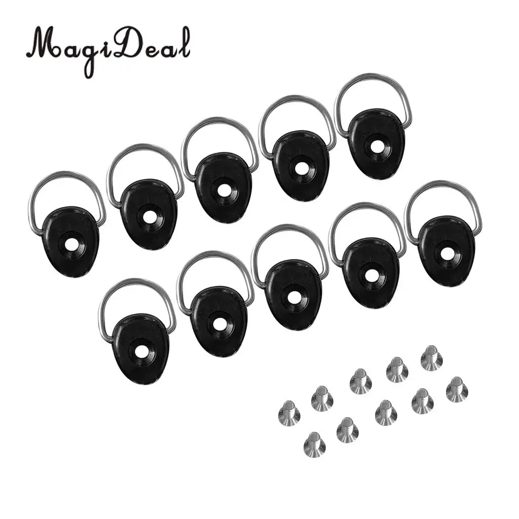 MagiDeal 10Pcs/Set Universal Kayak D Ring Tie Down Loop & Screws for Boat Deck Fitting Fishing Rigging Gear Equipment