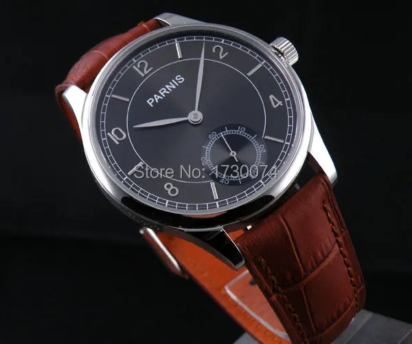 Часы Parnis 44 мм черный циферблат 6498 механические ручной намотки move Мужские t мужские часы 31