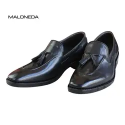 MALONEDA ручной работы Goodyear Welted Ленточки Бизнес обувь 100% из натуральной кожи без шнуровки лоферы