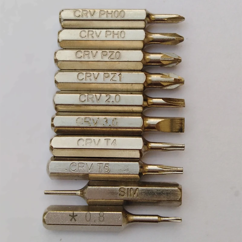 10 шт. CR V Набор отверток включая PH0 PH00 T4 T5 PZ0 PZ1 SL2.0 SL3.0 SIM Извлечение Pin Point 1 0 пять