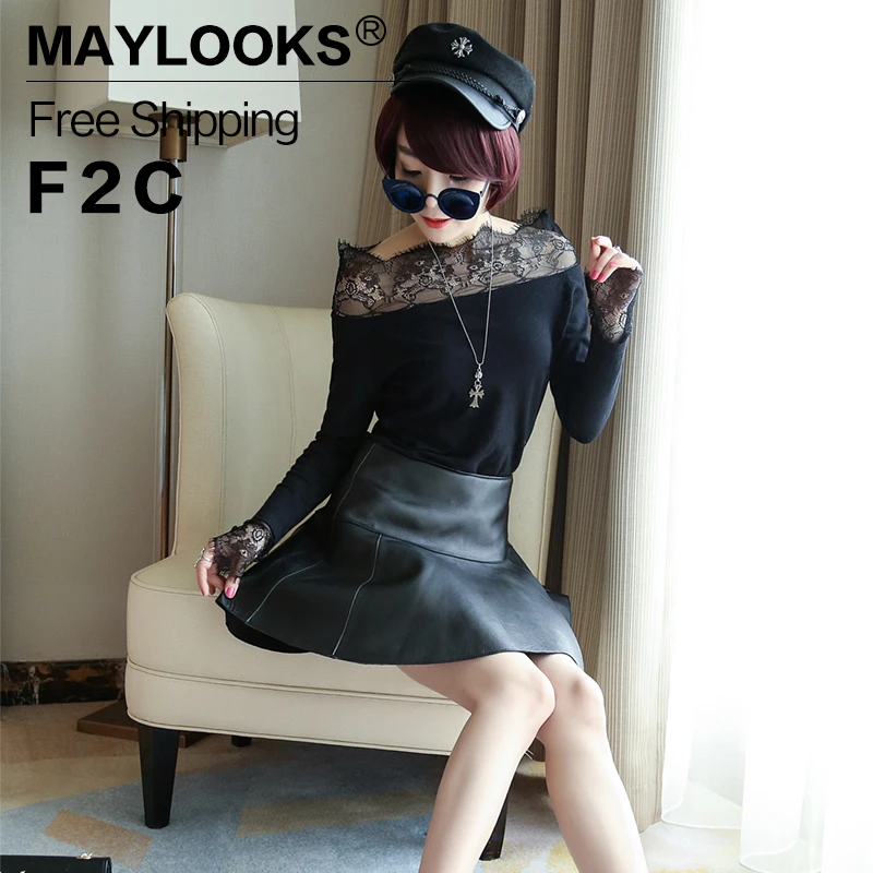 Maylooks Solid Women Lady Mini Skirt Sexy Girl Pleated