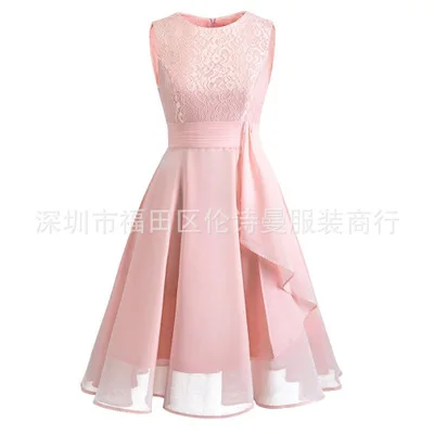OML522L# шифоновое и кружевное темно-синее короткое платье подружки невесты свадебные вечерние платья платье для выпускного вечера женская модная одежда оптом - Цвет: Pink