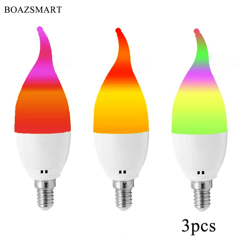 

Smart LED Light E12 Base 5W RGBW,Compatible with Alexa/Google Home/Siri,Remote Control via Tuya Smart No Hub Required,(3pcs)