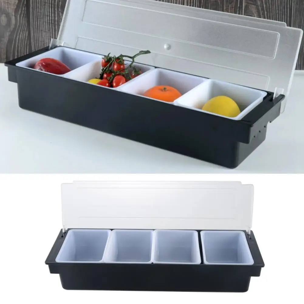 

4/5/6 Compartment Divided Fruit Food Storage Case Box Kitchen Fridge Organizer Case Garnish Container Storage Boxes & Bins