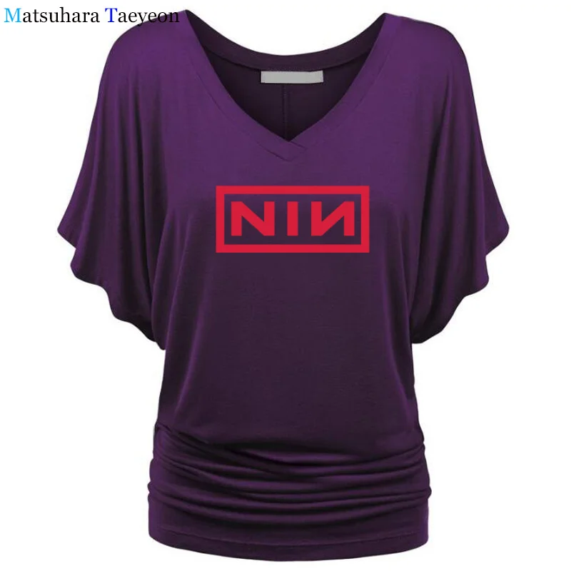 Футболка Женская Nine Inch Nails Rock Band Футболка модная тенниска с треугольным вырезом повседневные топы Футболка Harajuku Femme T140 - Цвет: 4