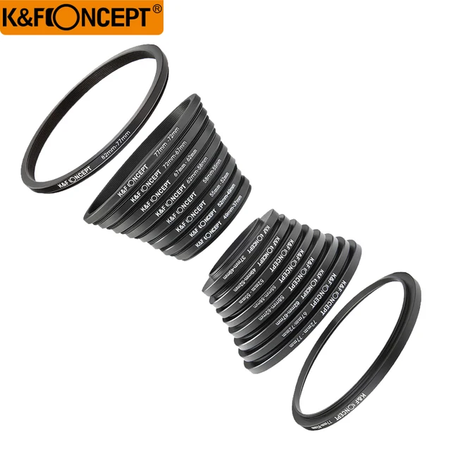 Special Offers K&F CONCEPT 18pcs Camera Lens Filter Step Up/Down Adapter Ring Set 37-82mm 82-37mm for Canon Nikon Sony DSLR Camera Lens Special Offers K&F CONCEPT 18pcs Camera Lens Filter Step Up/Down Adapter Ring Set 37-82mm 82-37mm for Canon Nikon Sony DSLR Camera Lens