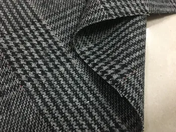 

Free ship 70% wool tweed fabric check weaved houndstooth 59" width by meter