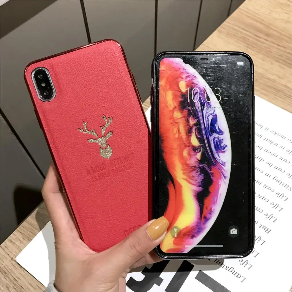 Роскошные олень кожаный чехол для iPhone X 6 6s 7 8 Plus XR XS MAX XiaoMi A2 Lite RedMi 6A Примечание 5