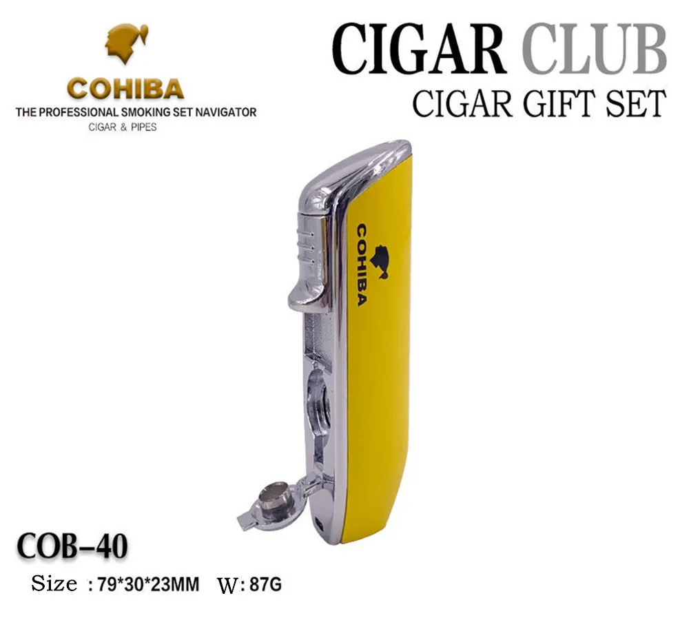 Cohiba металлическая коробка для сигар легче резак ножницы посылка Путешествия Портативная сигара отверстие открывалка Lan Сан прямой Регулируемый пламени Размеры