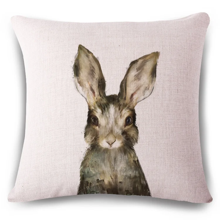 Наволочка для подушки с лисой и кроликом, тканая льняная семейная привязанность, диван, автомобильное сиденье, семейный домашний декоративный чехол для подушки