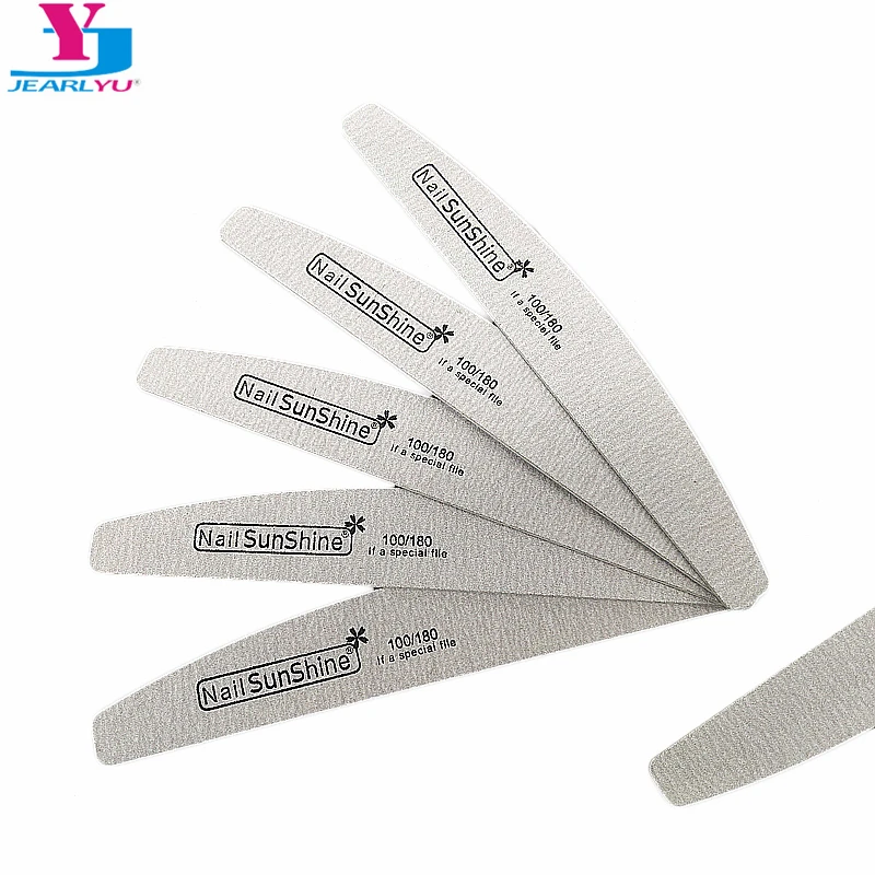 

5pcs/lot Professional Nail File Sanding Wood Slim Crescent 100/180 Grit Nail Sunshine Polish Makeup Tools Women Salon Manicure
