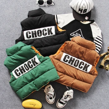 

only vest 1pc 2-8Y new 2017 autumn winter boys fashion warm letter cotton-padded vest