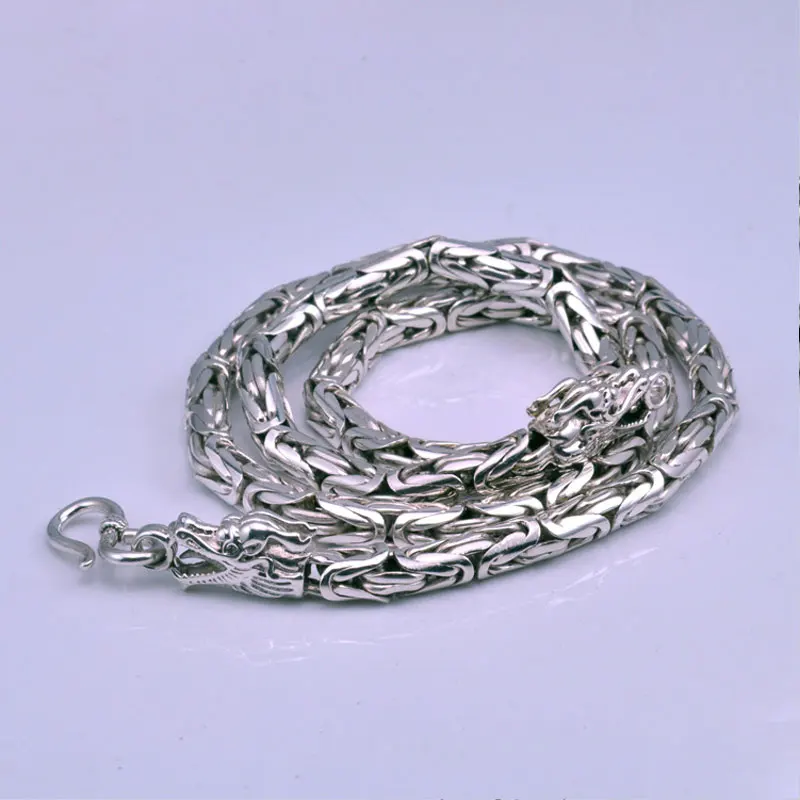 925 пробы Серебряное ожерелье Голова Дракона мужские ювелирные изделия 4 мм 5 мм S925 цельное серебряное ожерелье с цепочкой мужские ювелирные изделия