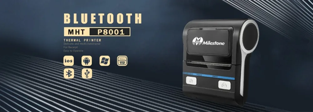 Веха 80 мм портативный термальный принтер бесплатное приложение предоставляется мобильный принтер usb buetooth MHT-P8001 для аптеки POS принтер