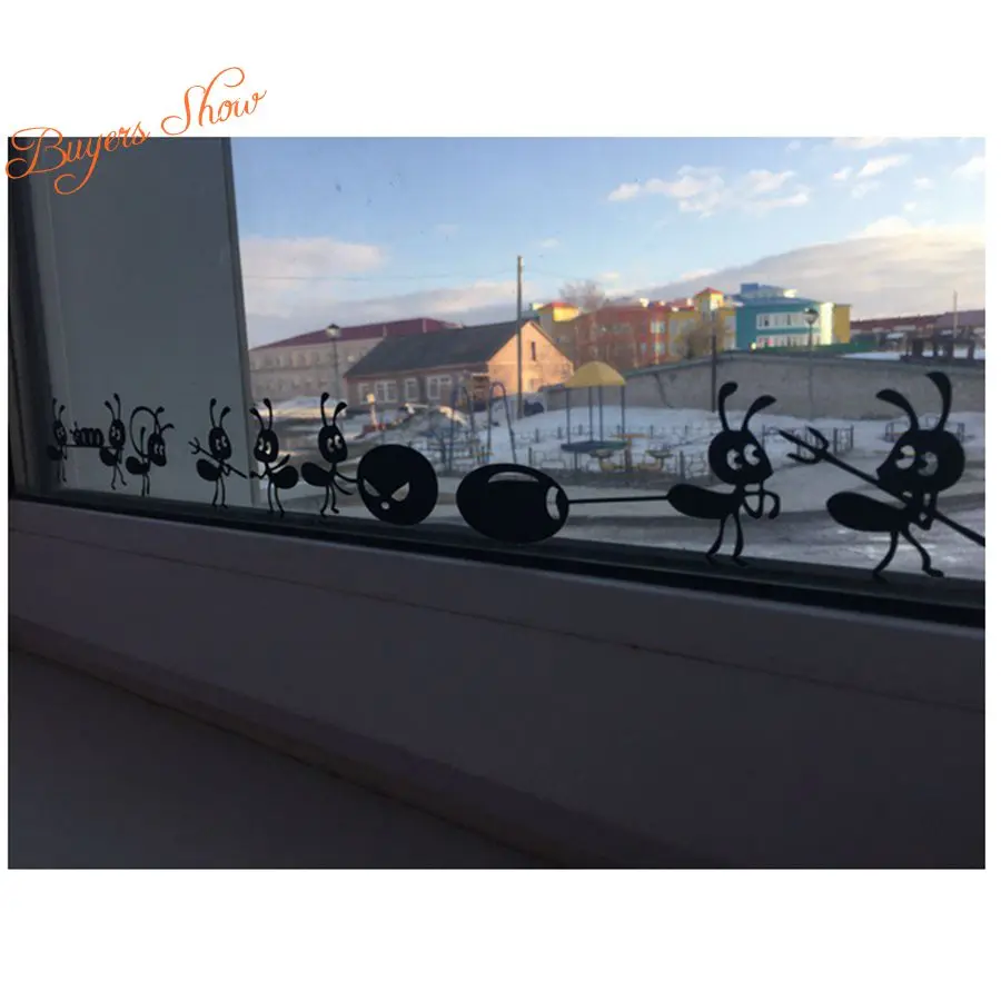 P2054 Furnishings Wall Stickers Cartoon Decoration Glass Stickers Ant on Mirror Window Stickers Home Decoration