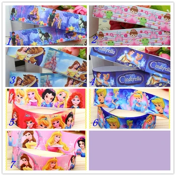

7/8'' Free shipping princess printed grosgrain ribbon hairbow headwear party decoration diy wholesale OEM 22mm D242
