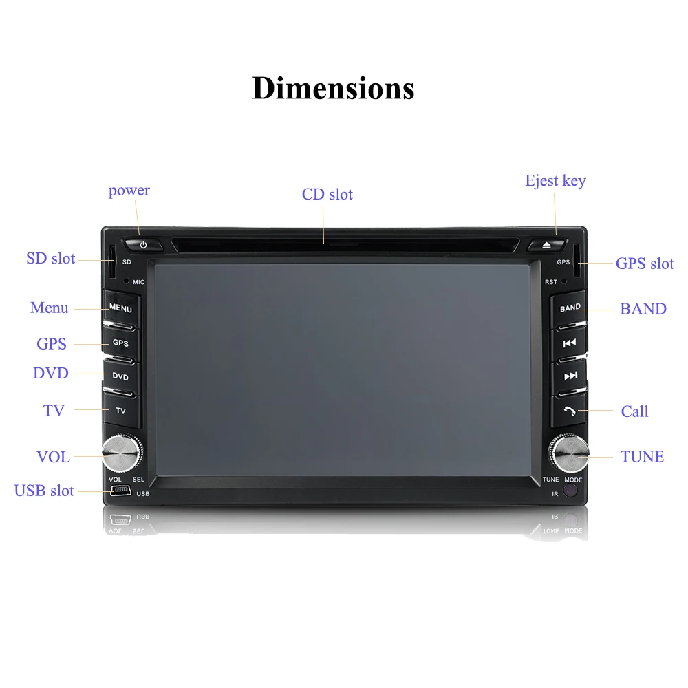 Clearance 2 Din Car dvd gps player HD Support reversing rear view Bluetooth USB SD CD TV 2 DIN Car Radio FREE MAP CARD+Frame metal fastene 7