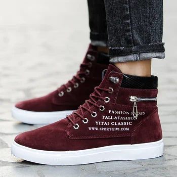 

GOXPACER Autumn New Men Shoes Casual Shoes Lace-up Flat Heel Snake Pattern Shoes Fashion Cotton Men Metal Buckle Casual High-Top