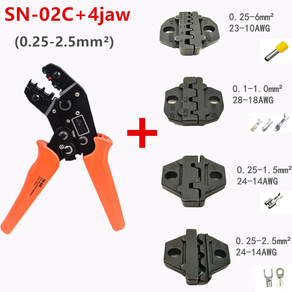 

Crimping pliers SN-02C 4 jaw for 02 2B 06WF 28B pulg/tube/insuated terminals kit electric clamp brand tools