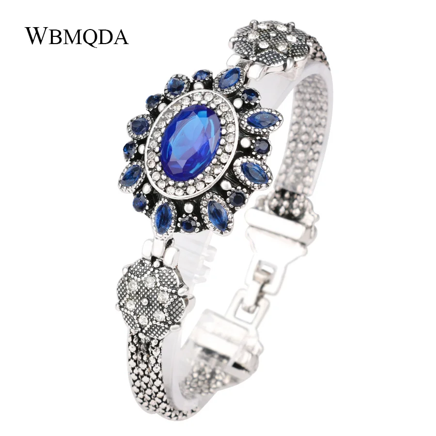 

Wholesale Luxury Fashion Bohemian Blue Red Flower Bracelet Vintage Pentagram Star Layered Bracelet Love Gifts For Women