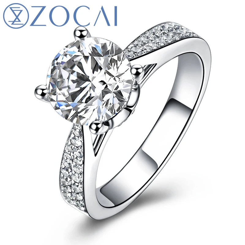ZOCAI кольцо для любви Настоящее 1,0 CT GIA сертифицированное F-G/VS2 Бриллиант круглой огранки обручальное женское кольцо 18 K Белое Золото(AU750) W03404