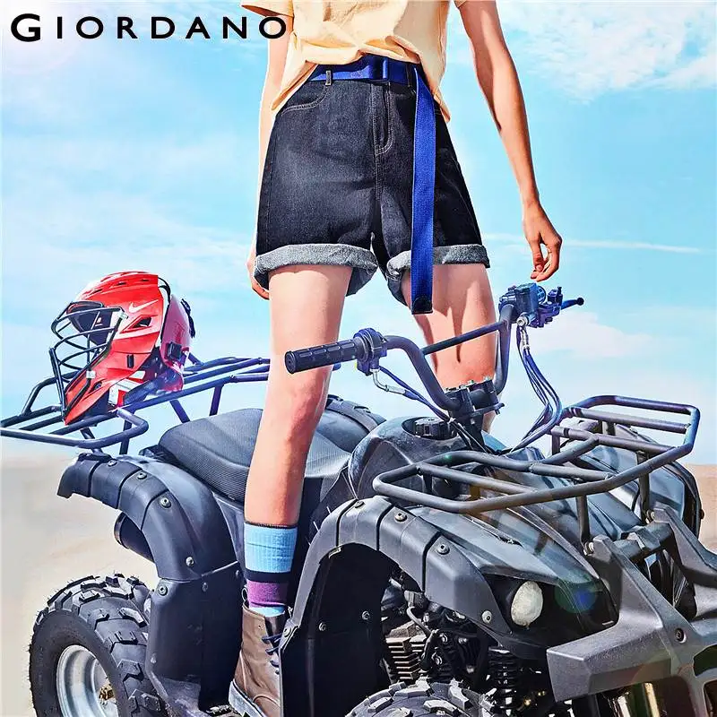 Giordano женские джинсовые шорты с высокой посадкой 100% Coton на молнии спереди карманы