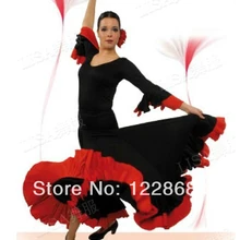 Женская черная красная юбка танцевальный костюм для фламенко платья