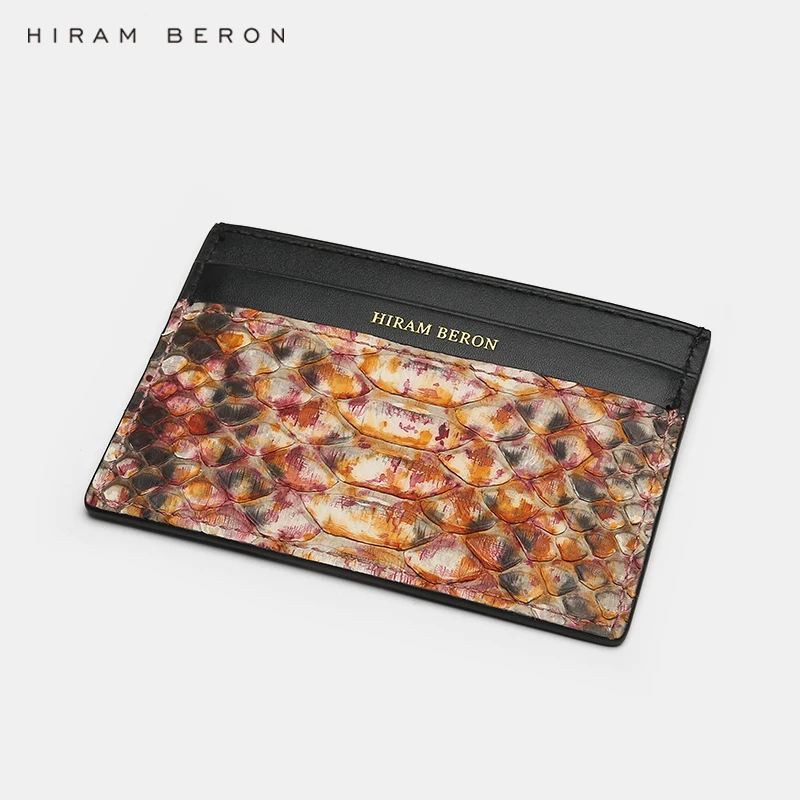 Hiram Beron CUSTOM NAME FREE Luxury Fashion credit card wallet Python Skin leather card case gift box Hiram Beron CUSTOM NAME FREE Luxury Fashion credit card wallet Python Skin leather card case gift box
