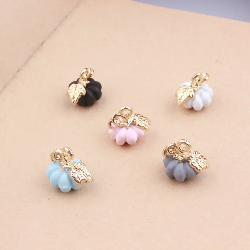 

Trendy 50pcs 10*12MM 3D Pumpkin Alloy Enamel Pendant charms DIY Jewelry Findings Drop Oil Bracelet Necklace Keyring Charm Craft