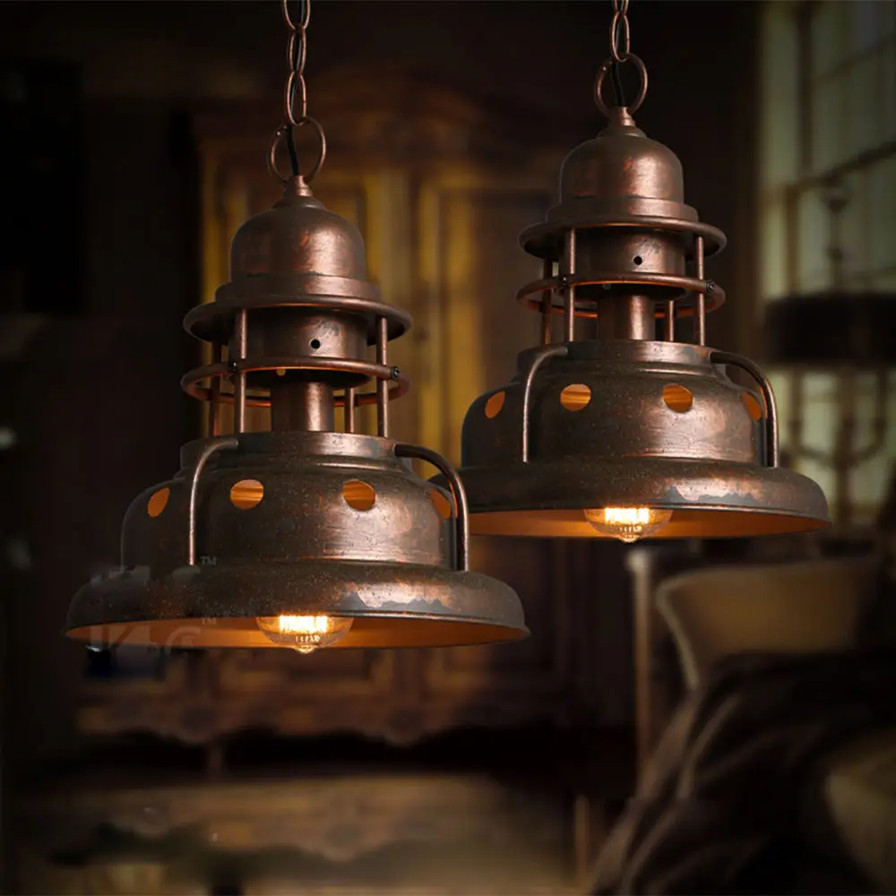 Vintage Wrought Iron Edison Copper Pendant Hanging Lights Lamp Industrial Metal Restaurant Bar Cafe Pendant Lighting Fixtures