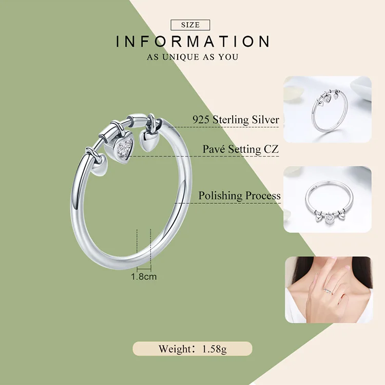 WOSTU Новое поступление 925 пробы Серебряное блестящее сердце прозрачное CZ Anel женское кольцо женские Свадебные обручальные ювелирные изделия DXR215