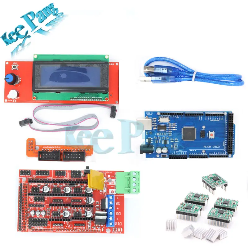  New 3D Printer Kit RAMPS + 2004 LCD Controller + MEGA 2560 R3 + A4988 Driver 