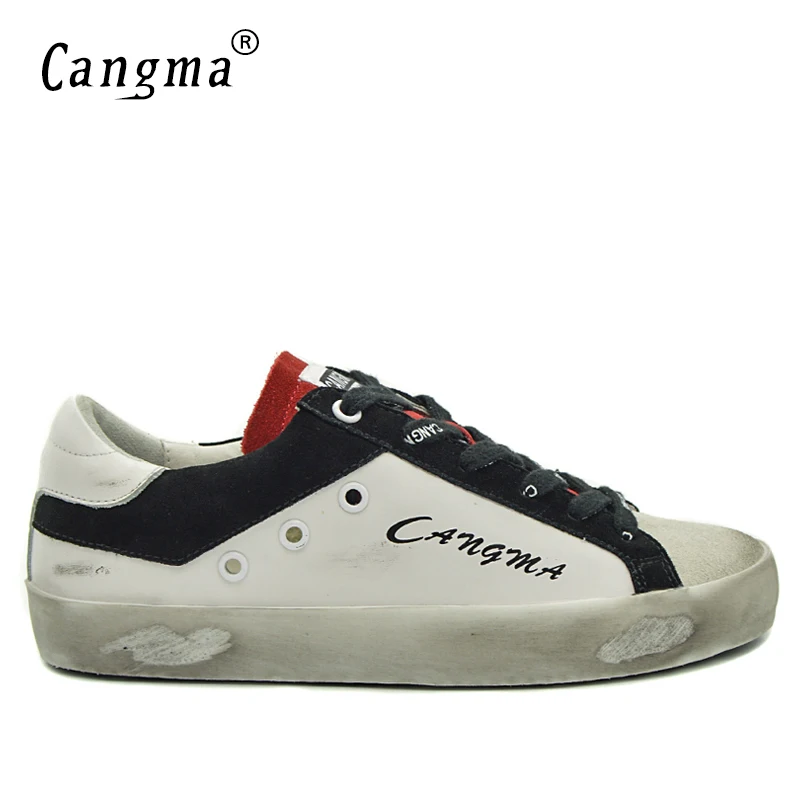

CANGMA Big Size Sneakers Men Shoes Brand White Retro Mens Shoes Genuine Leather Suede Casual Designer Footwear Flats Male Luxury