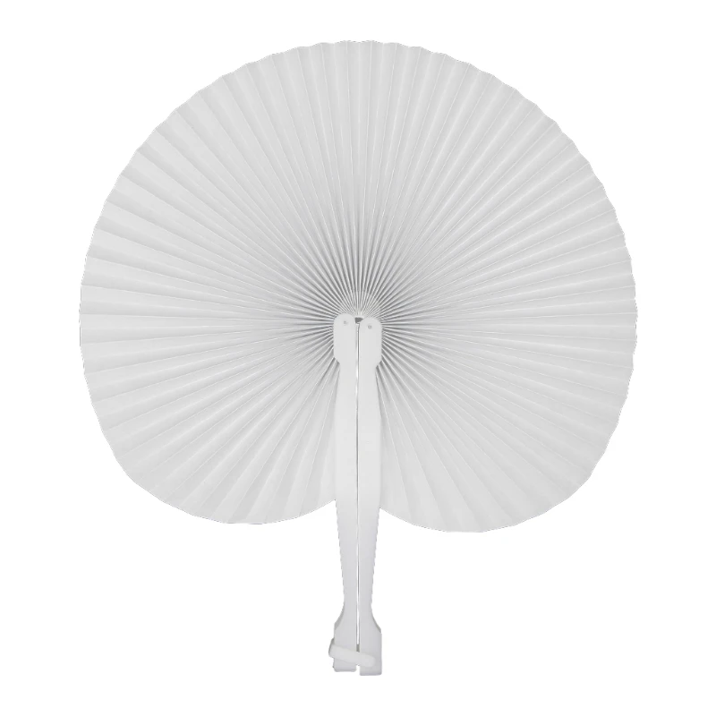 Blank Folding Fan Handmade White Hand Fans Round Circle Heart Shape