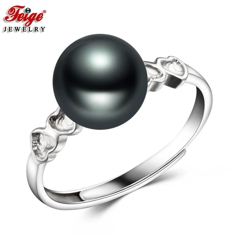 

FEIGE Wholesale Classic Style Pearl Finger Ring for Women 8-9MM Black Freshwater Pearl Rings Fine Jewelry Gifts Drop Shipping