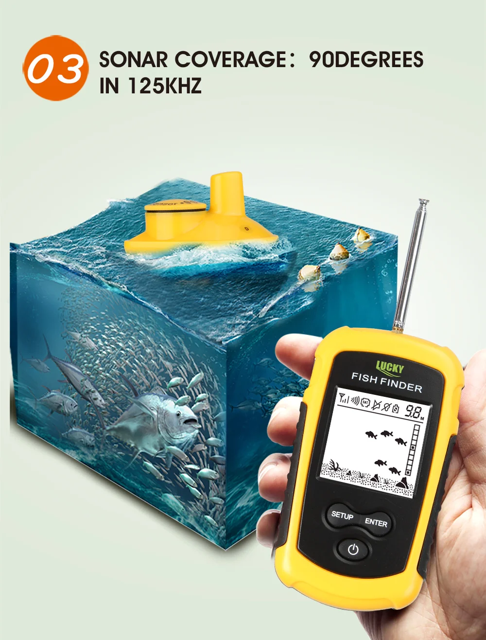 100% Original Lucky FFW1108-1 Wireless Fish Finder Sonar Fishfinder 40m Depth Range Ocean Lake Sea Fishing with Russian manual (4)