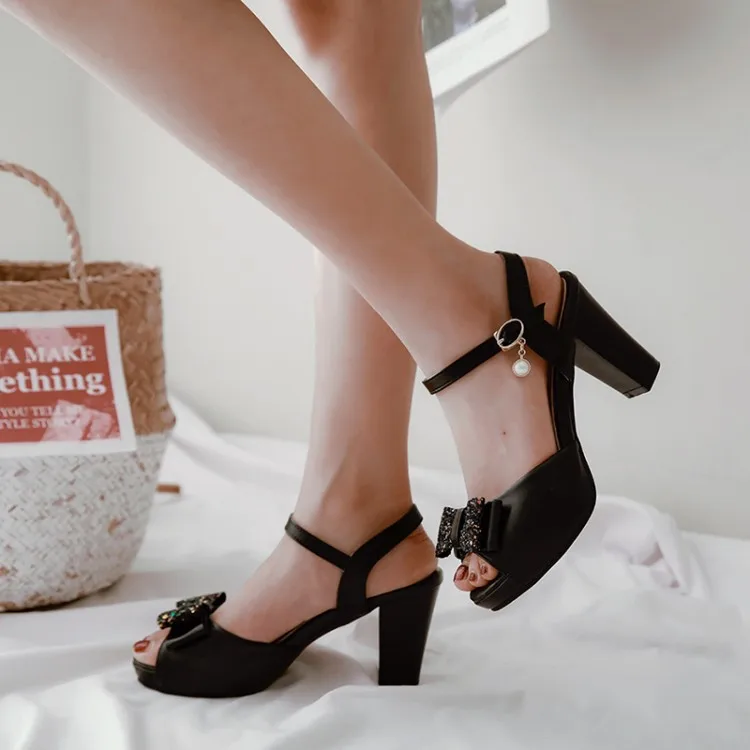 

Big Size 11 12 13 ladies summer platform sandals women shoes woman Bowknot Little round head open-toed Thick with sandals