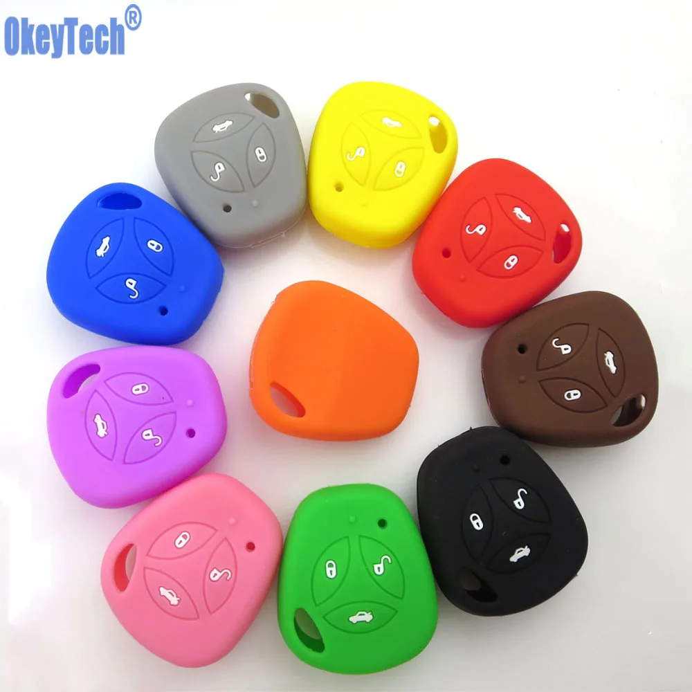 OkeyTech 10PCS LOT Silicone Car Remote Key Fob Cover Case Set Protector For LADA Priora Sedan Sport Kalina Granta Vesta X-Ray