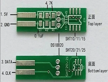 

3in 1 SHT10 sht11 sht15 SHT20 DS18B20 Mini PCB Board 6.6mmX28mm Empty circuit board Multifunction PCB