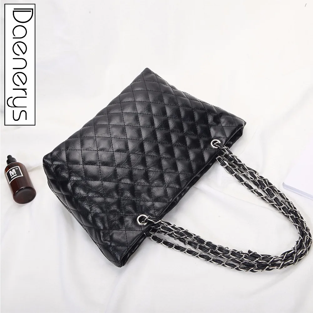 

Daenerys Vintage PU Leather Women Shoulder Bag Big Lingge Female Retro Daily Causal Totes Lady Elegant Shopping Handbag Large