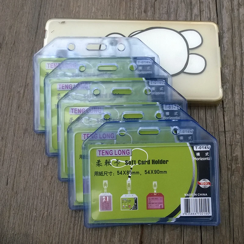 

wholesale 50 pcs Work Clear Soft Name Credit Card Holders Bank Card Neck Strap Card Bus ID holders company office supply