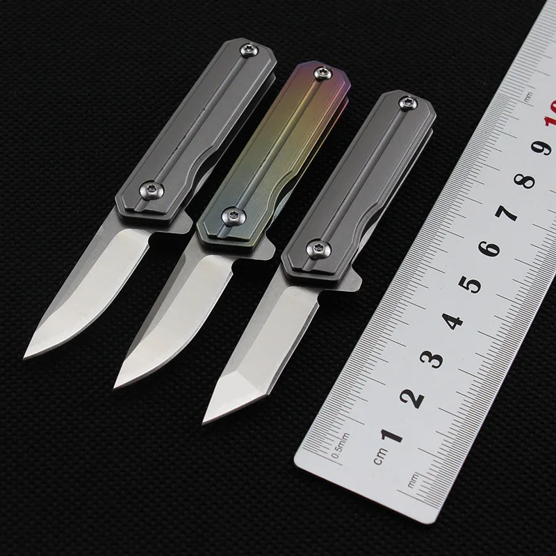 

Free shipping mini hardness commander D2 folding knife TC4 titanium alloy handle multifunctional camp survival tool knife