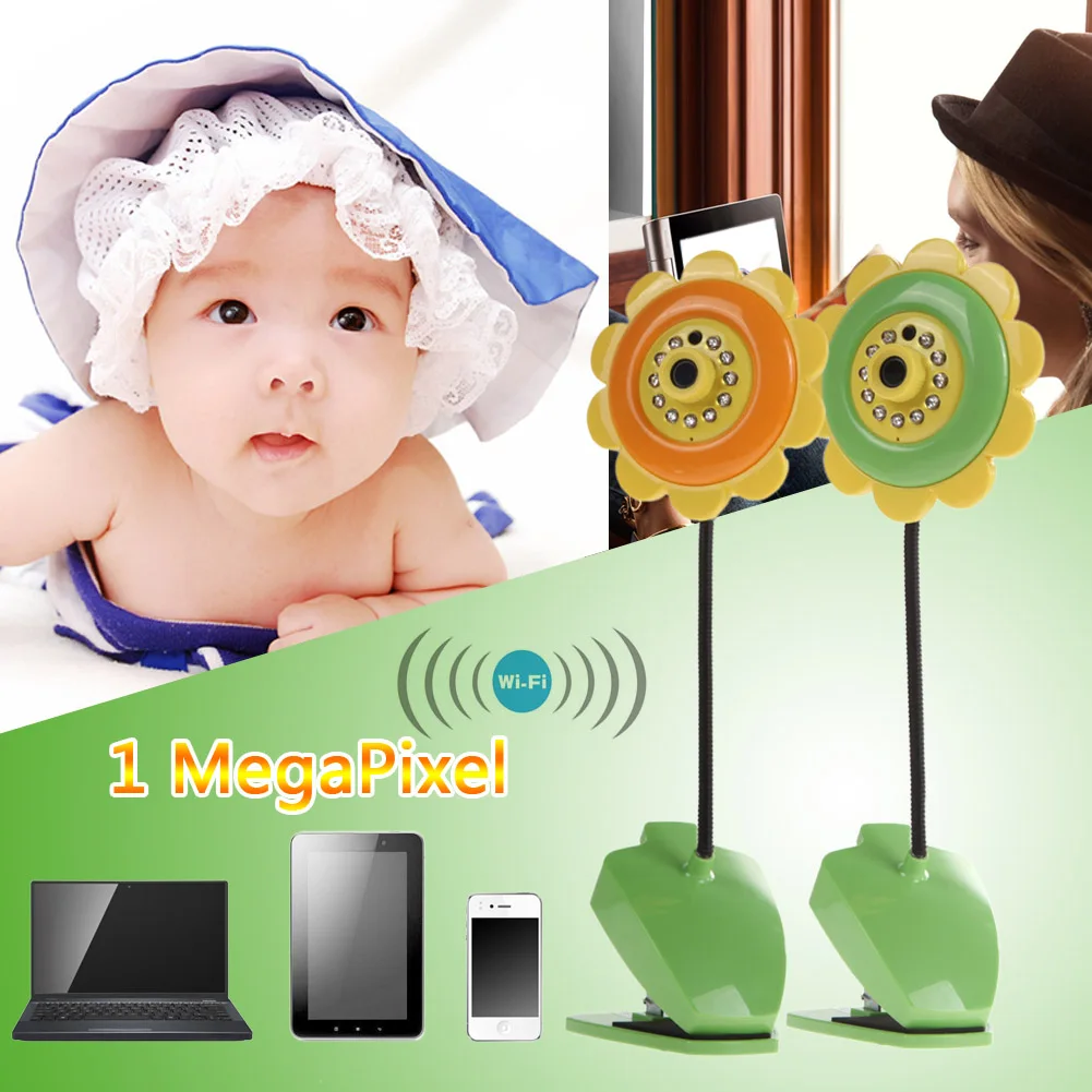 

Sunflower design wireless camera baby monitor for Home Security with Wifi Camera DVR Night Vision Green