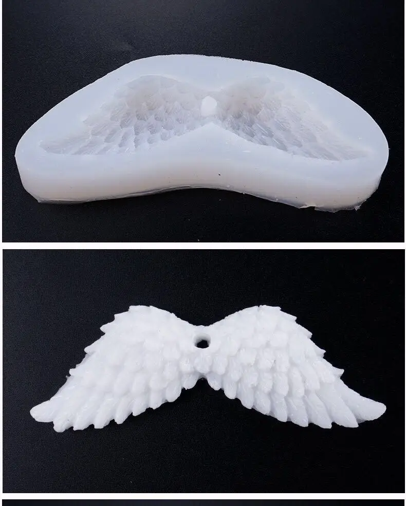 

1pcs Angel wings silicone resin mold DIY handmade jewelry pendant decor epoxy liquid mold crystal with holes Christmas gift