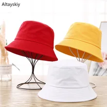 Bucket Hats New Women Solid Flat Adjustable Summer Womens Hat Simple Korean Style All-match Leisure Trendy Chic Students Kawaii