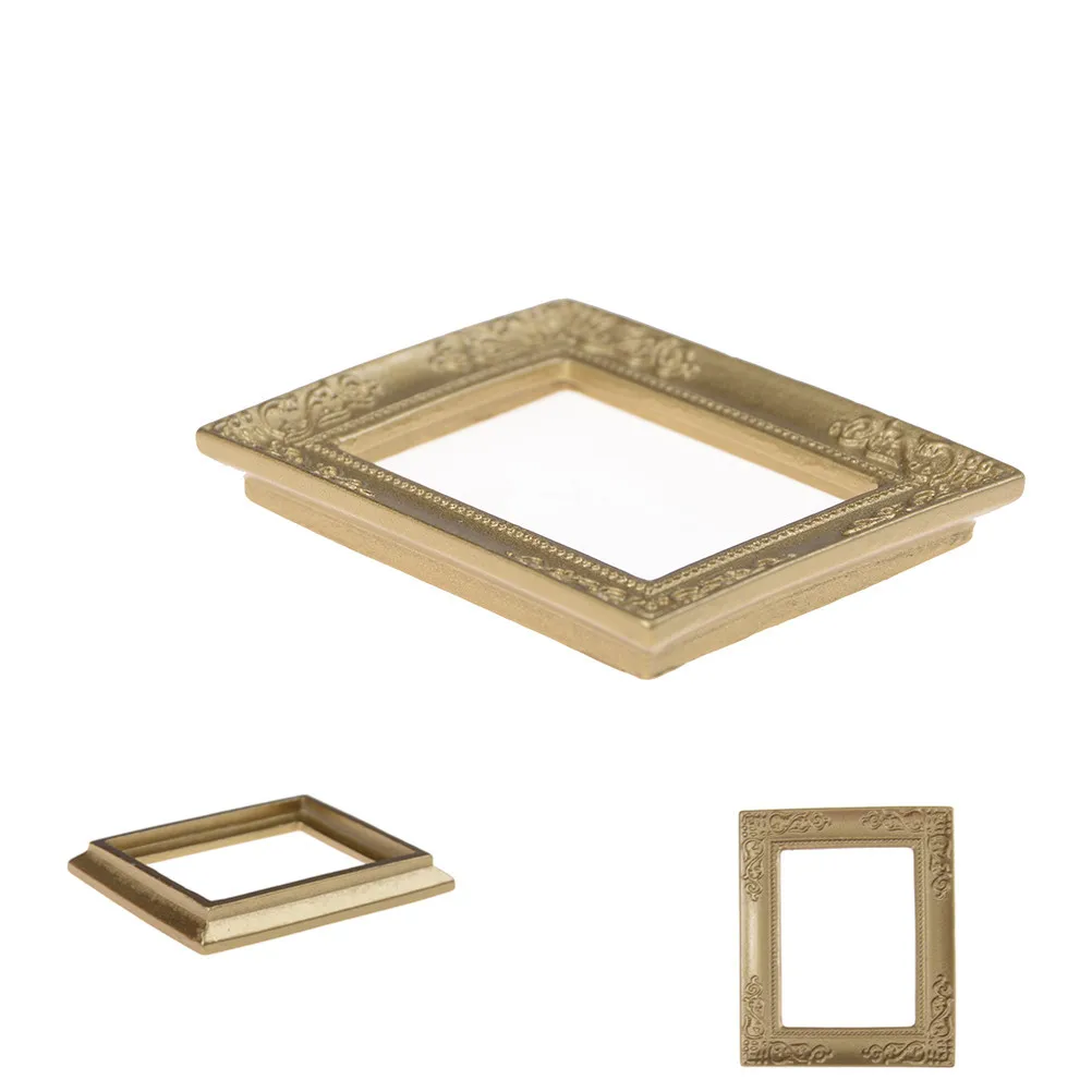 

New Hot 1PCS New Arrival Gold 1:12 Dollhouse Miniature Mirror with Gold Frame 6.8*5.7 cm
