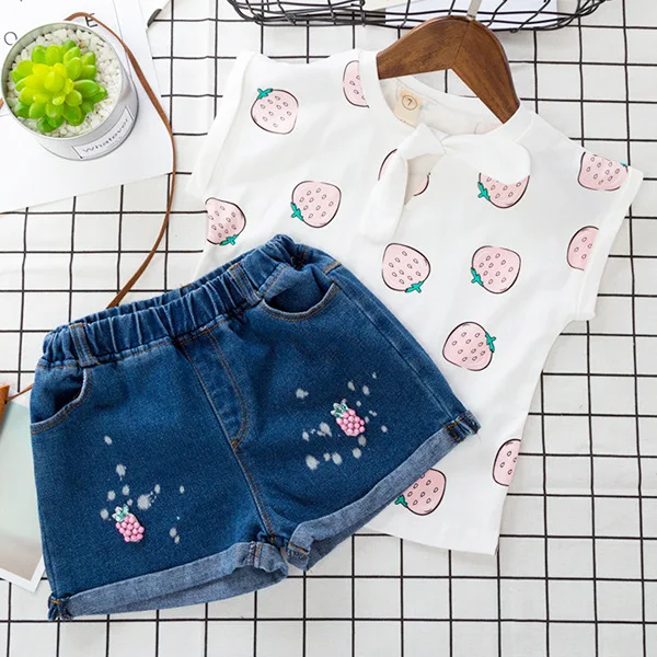 طفل الفتيات مجموعة ملابس 2019 الصيف الفتيات الملابس تي شيرت + التنانير الزي الاطفال ملابس للبنات الرياضة دعوى الأطفال الملابس