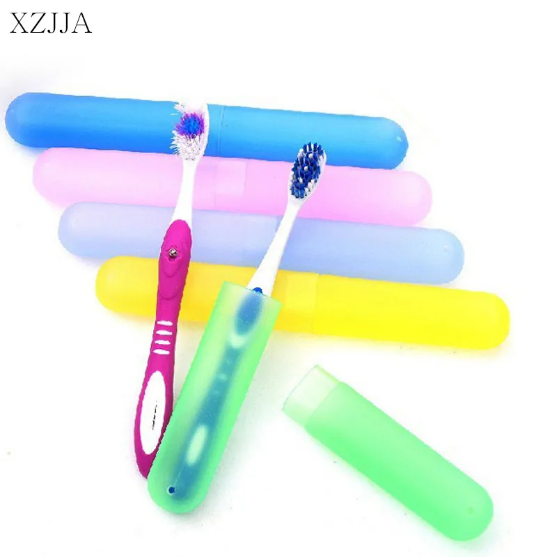 

XZJJA 2PCS Bathroom Accessories ToothBrush Box Candy Color Travel Portable Tooth Brush Protect Container Storage Case Holder