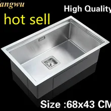 Ручная кухонная ручная раковина одинарная Мойка посуда высокого качества 304 нержавеющая сталь Горячая 680x430 мм